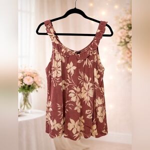 Torrid Floral Ruffle Blouse - Mauve and Cream